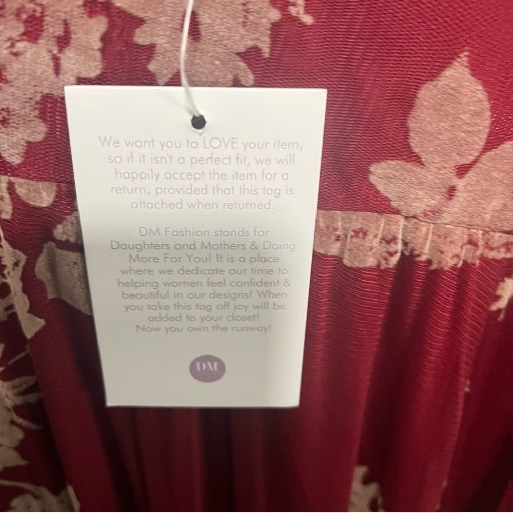 DM Fashion Adoria Burgundy Floral Velvet
Maxi, New with Tags, Plus Size - Picture 10 of 10